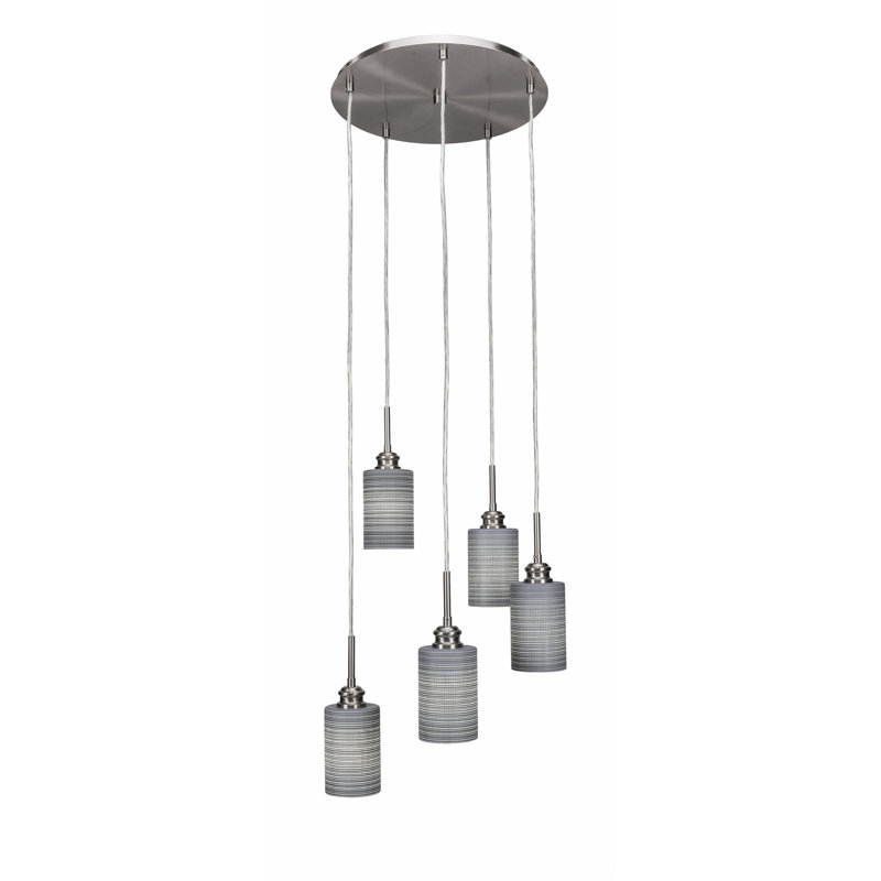 Luminaire suspendu grappe 5 lumières Edge, Matrice blanche