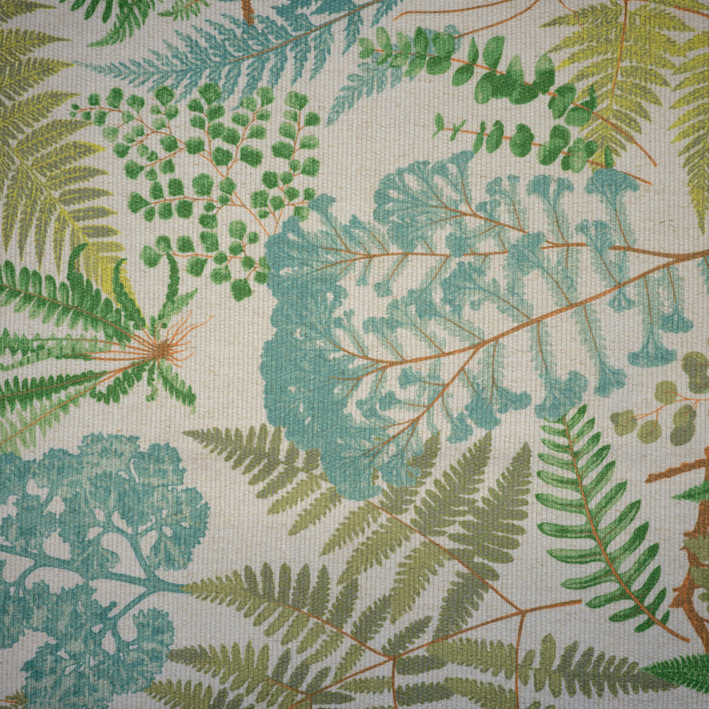 Ferndale - Botanical Design Print Upholstery Fabric, Verde