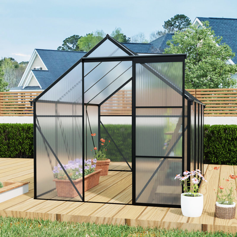 6x8 Polycarbonate Greenhouse For Outdoor Backyard Black