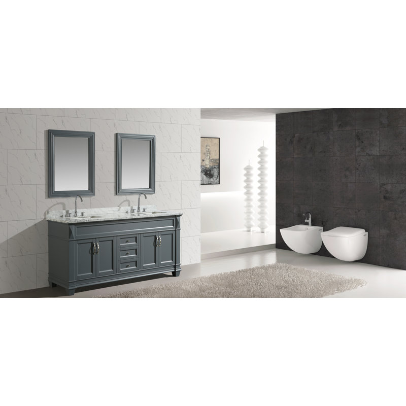 Ensemble de meuble-lavabo de salle de bain double 72 po avec miroir Lusk