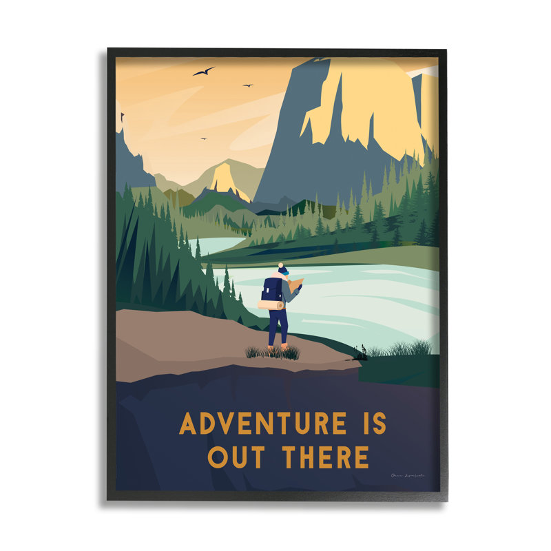 Illustration de l'aventure «Mountain Canyon», L 16 po x H 16 po, Giclée encadrée noir minuit