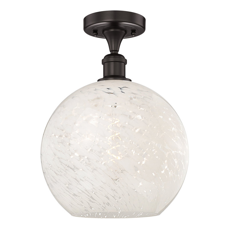 Edison - Adreann - Plafonnier semi-encastré 1 lumière, Bronze huilé, H 13,63 po x l 12 po x P 12 po