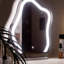 Coiffeuse avec miroir lumineux, 5 tiroirs, 1 chaise