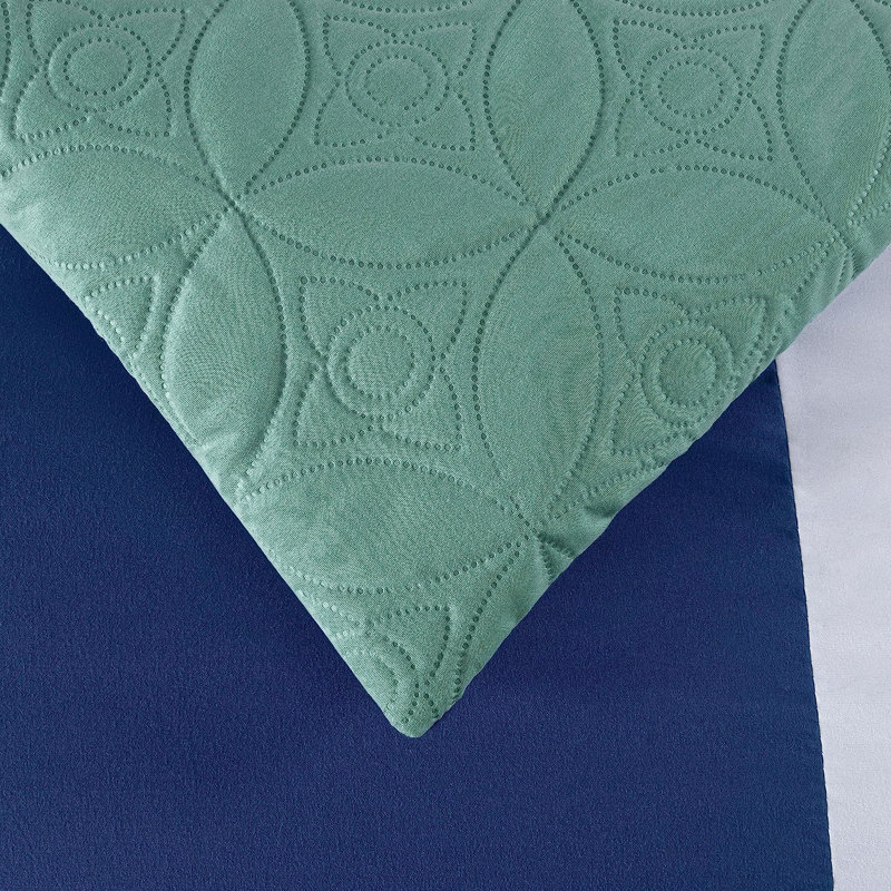 Navy Blue and Gray Microfiber Queen Bed in a Bag Set