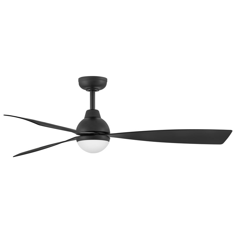 Ventilateur de plafond avec lumières DEL Brona, Noir mat, 56"