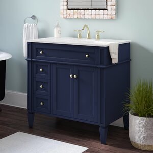 Mercury Row® Burkholder 36'' Single Bathroom Vanity with Marble Top ...