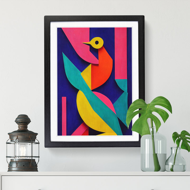 Dove Bird Abstract Vol.5 - Picture Frame Print, Black, 34cm H x 25cm W x 2cm D