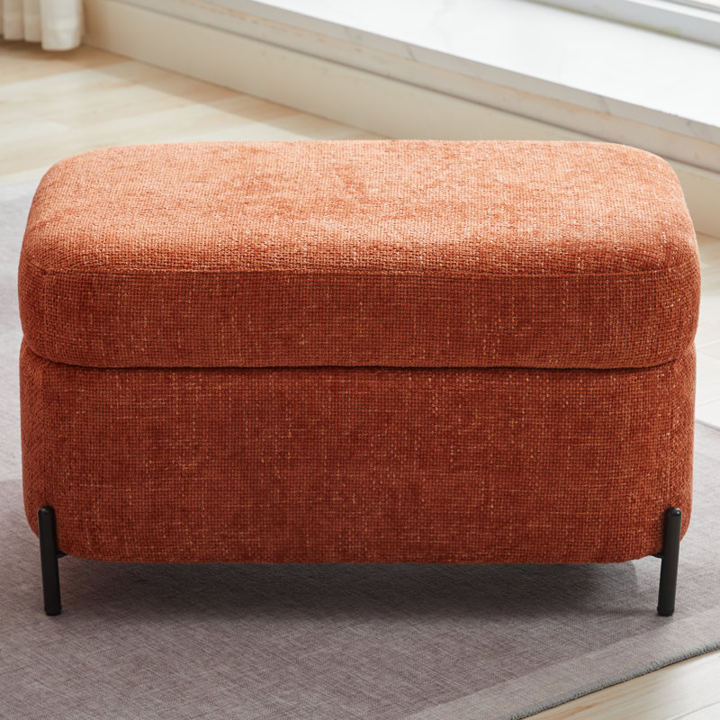 Bampton Upholstered Storage Ottoman, Orange Chenille