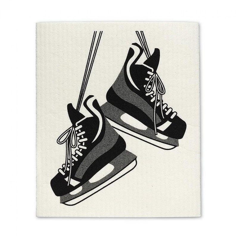 Set Of 2 Hockey Skates & Stick Dishcloth