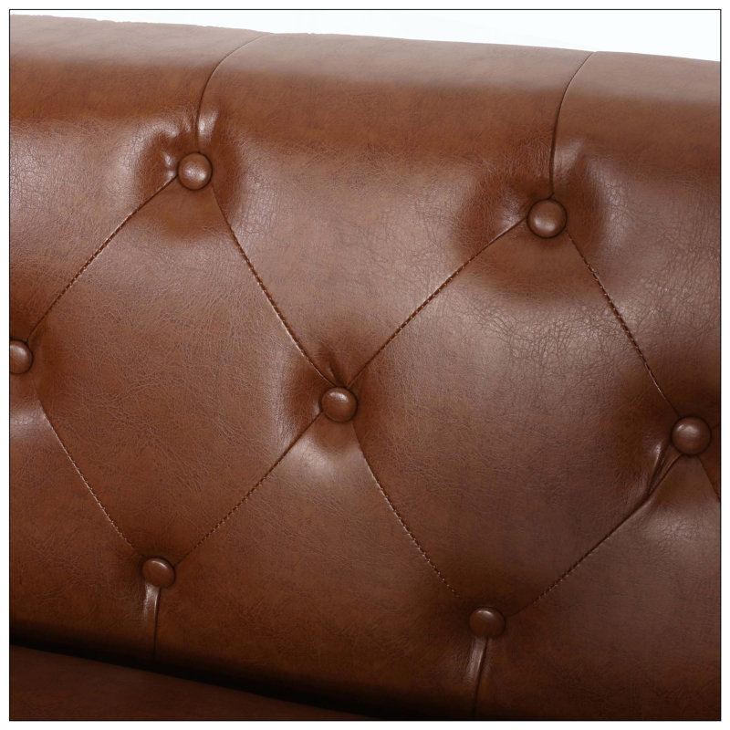 Mobilier de salon confortable à 3 places avec structure robuste et coussins moelleux, Marron clair
