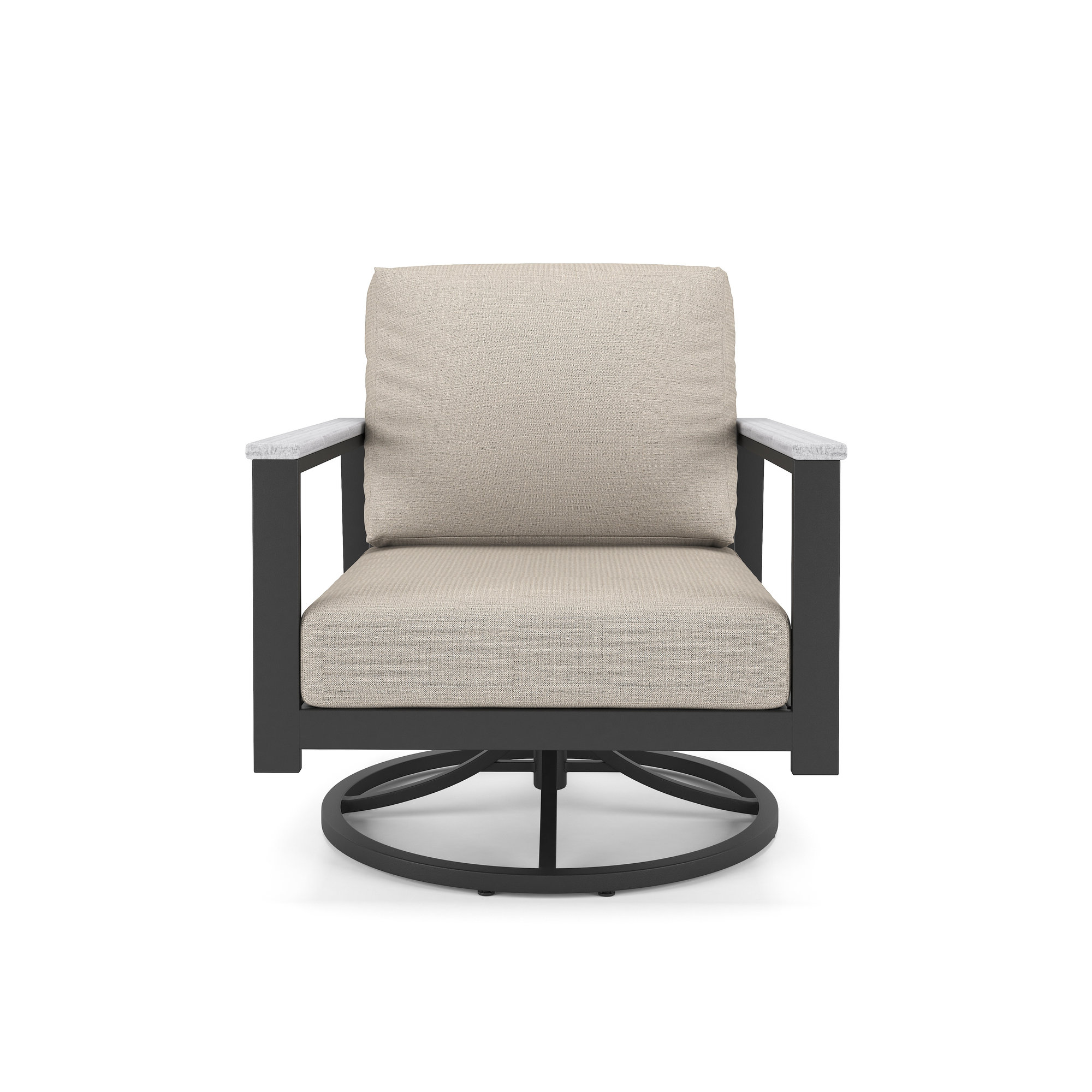 Townsend Outdoor Townsend Swivel Rocking Metal Chair with Sunbrella® Cushions, Cast Silver Sunbrella®