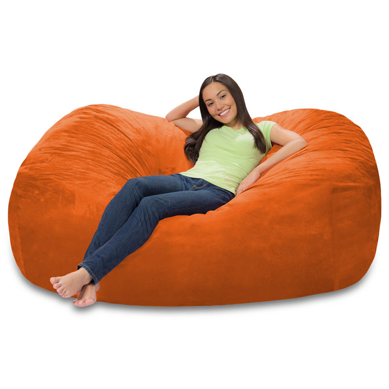 Bean Bag Chair Lounger - Large 6-Foot Shredded Memory Foam Bean Bag Chair - Removable, Machine Washable Microfiber Cover - Cozy 2-Person Breton Brand Sofa Lounger for Reading, Relaxing, and Gaming, in Multiple Colors and Fabrics
