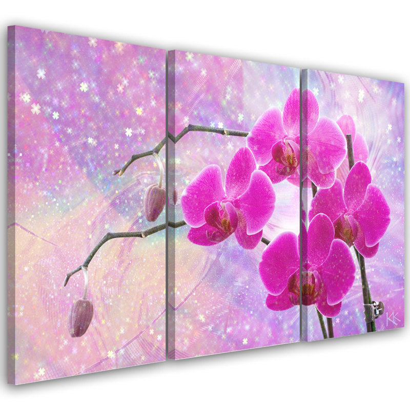 Essential Orchid Abstraction - 3 Piece Wrapped Canvas Print Set, 100cm H x 150cm W