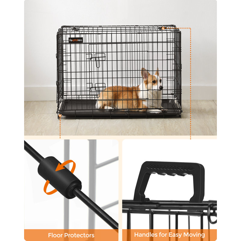 Collapsible Pet Crate with 2 Doors, 64cm H x 92.5cm W x 57.5cm D