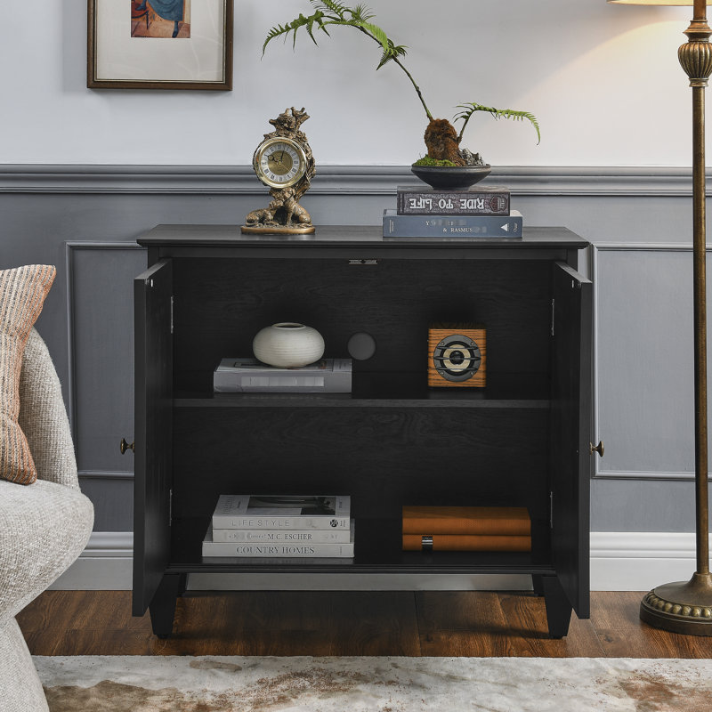 2-Door Accent Storage Cabinet with Adjustable Shelves, Black