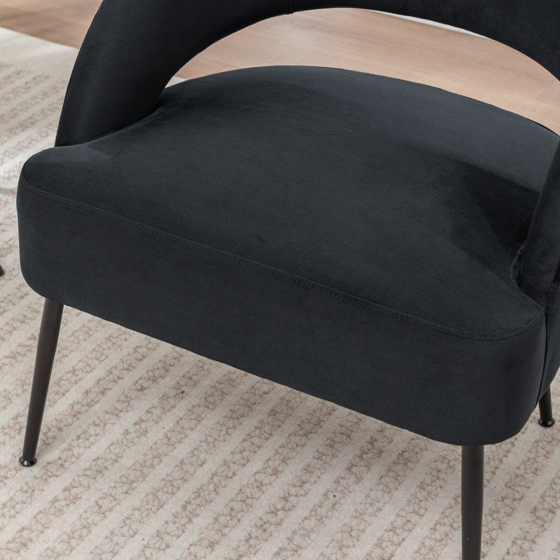 Mann Upholstered Velvet Armchair With Black Legs, Black