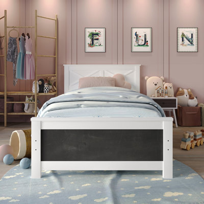 TWIN SIZE WOODEN PLATFORM BED IN WHITE