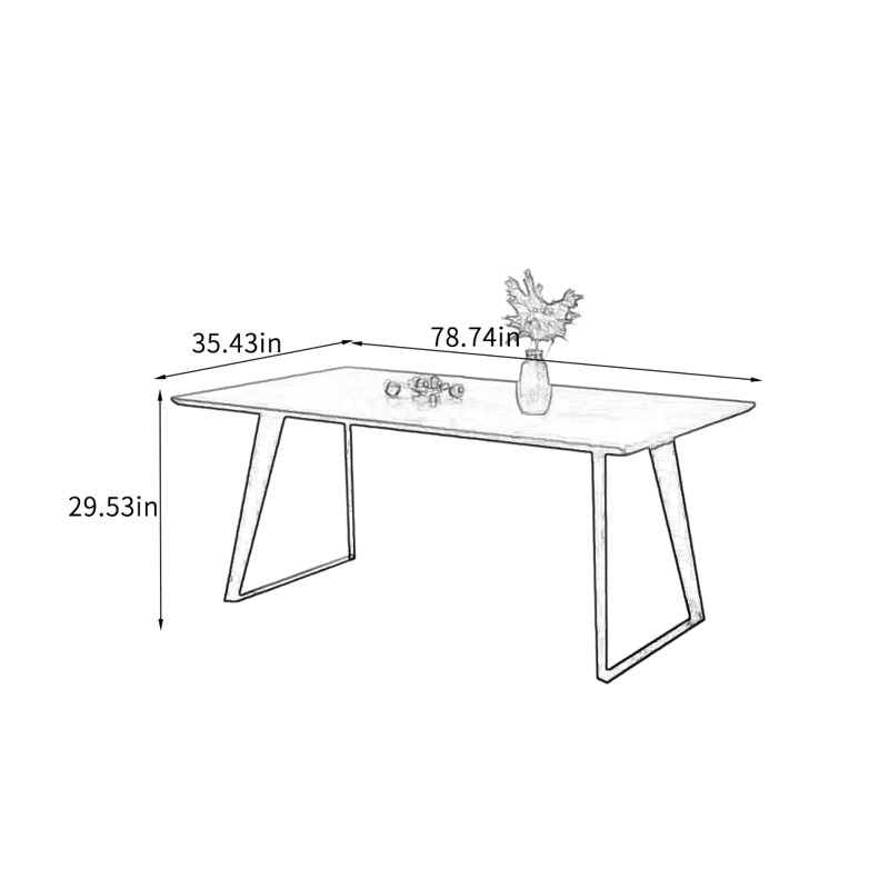 Minimalist Rectangular Black Walnut Dining Table., 29.53"H x 78.74"L x 35.43"W