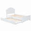 Lit plateforme en bois avec tête de lit et lit gigogne simple-451659182