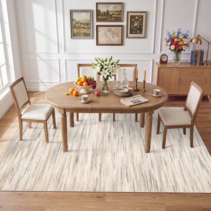 Tapis de couloir à rayures modernes, lavable à la machine, envers antidérapant en TPR pour planchers de bois franc, Beige