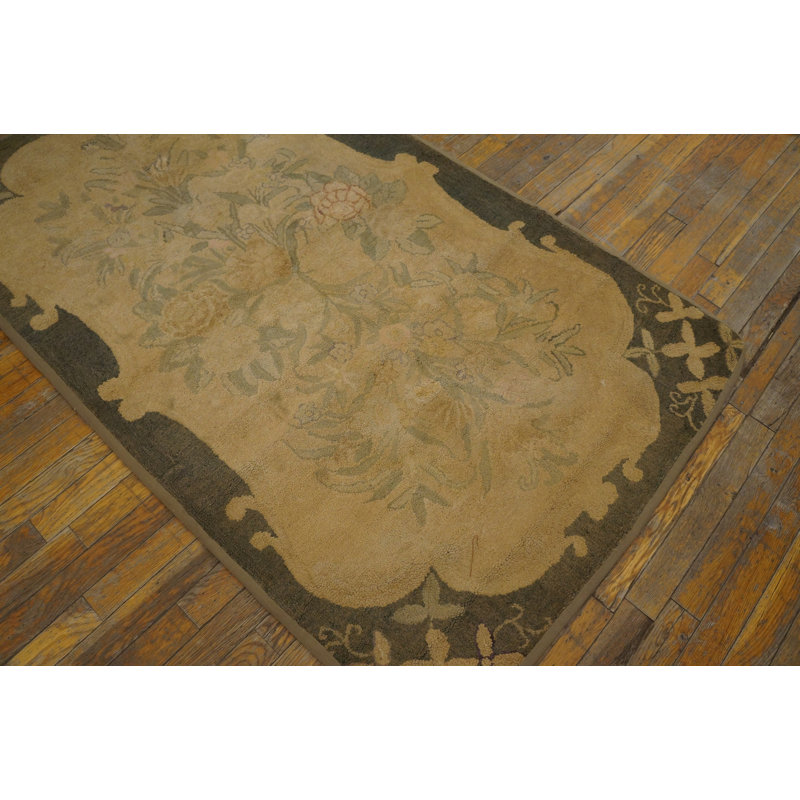 Tapis crocheté ivoire rétro American Floral Folk Art