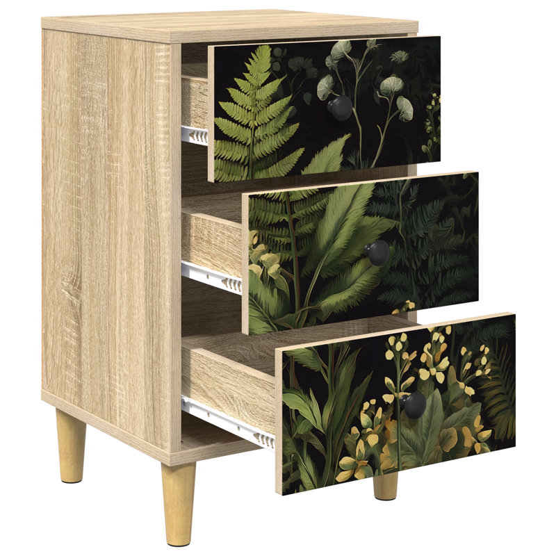  Bedside Cabinet Sonoma Oak Engineered Wood Nightstand Bedroom Furniture