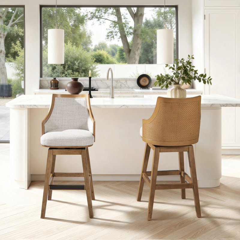 Akershus Swivel 26'' Counter Stool, Neutral Gray, Bar Stool (30" Seat Height)