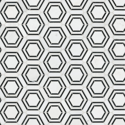 Ackland Lattice Fog Geometric 11 in. x 13 in. Polished Marble Mosaic Floor and Wall Tile