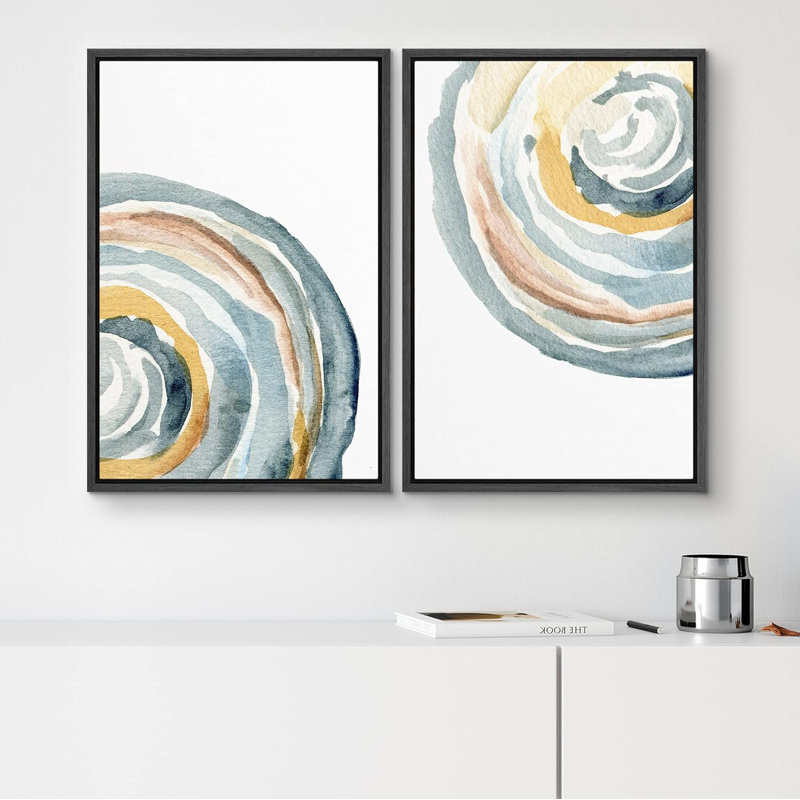 «Geometric Pastel Watercolor Ring Abstract Shapes Abstract Art», impression sur toile, 2 pièces, H 36 po x l 48 po x P 1,5 po