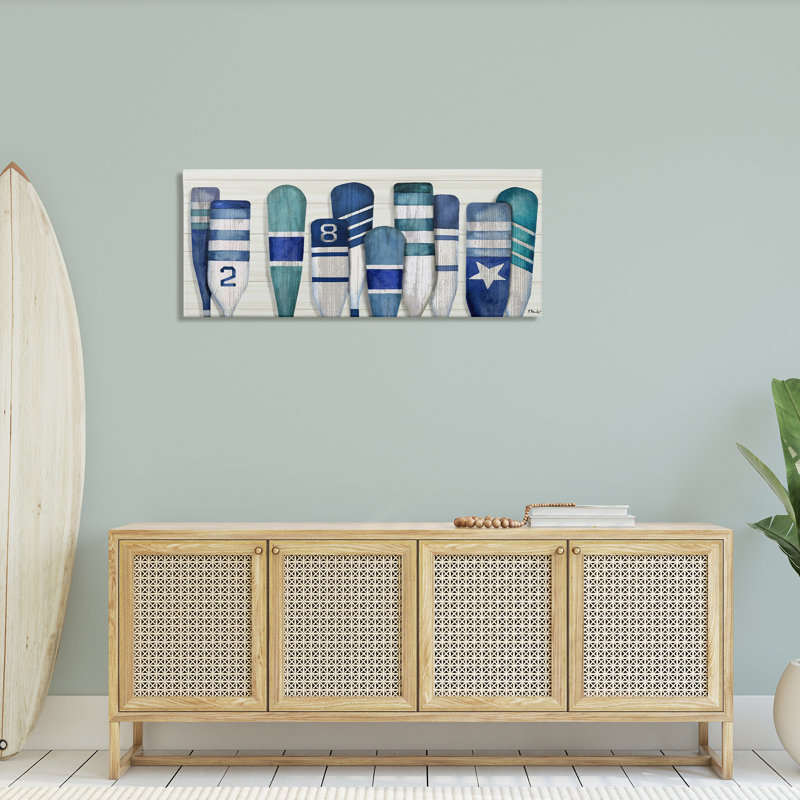 «Port Oars Nautical Blue», art mural sur toile par Paul Brent, H 20 po x l 48 po x P 1,5 po