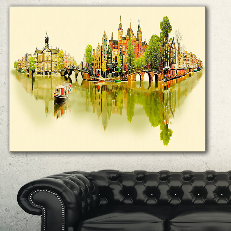 « amsterdam panoramique view », impression sur toile, H 30 po x l 40 po x P 1 po
