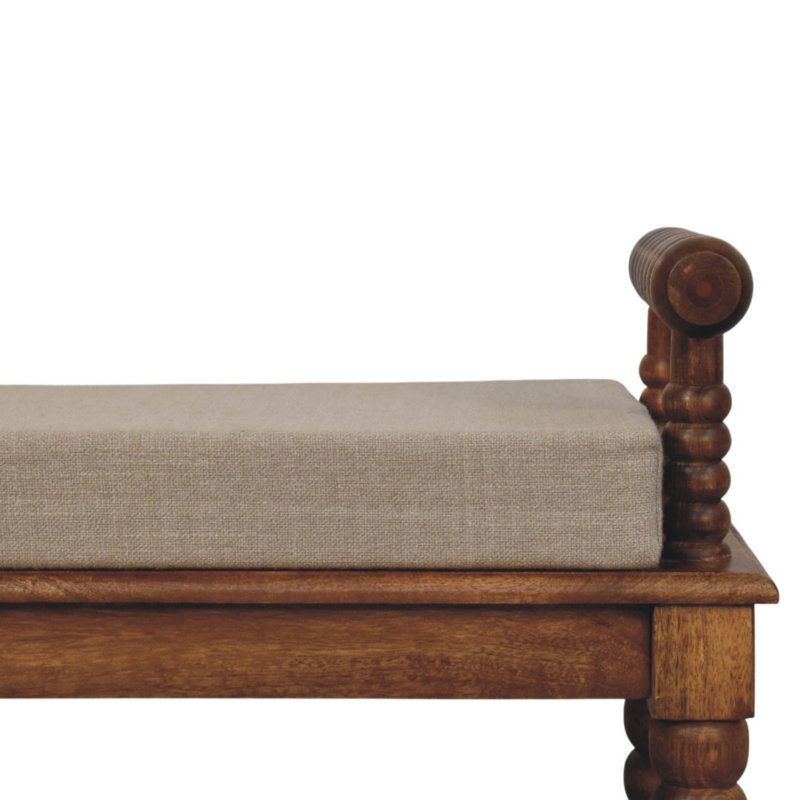 Linen Blend Upholstered Bench