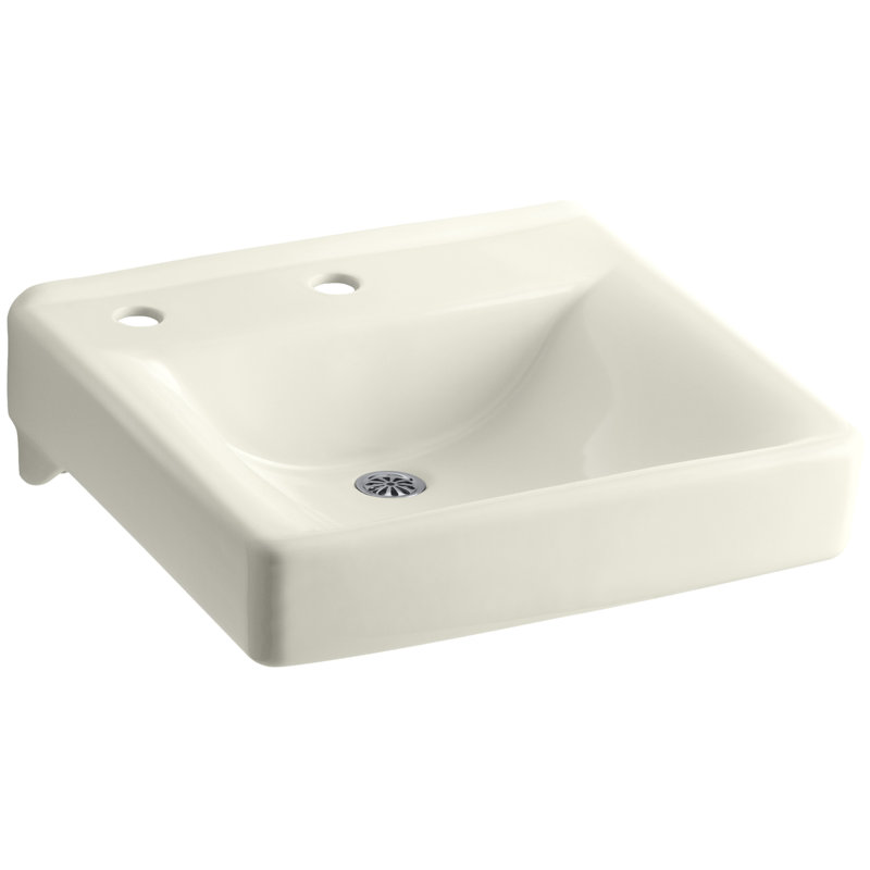 Soho Ceramic 20" Wall Mount Bathroom Sink, Biscuit, Single