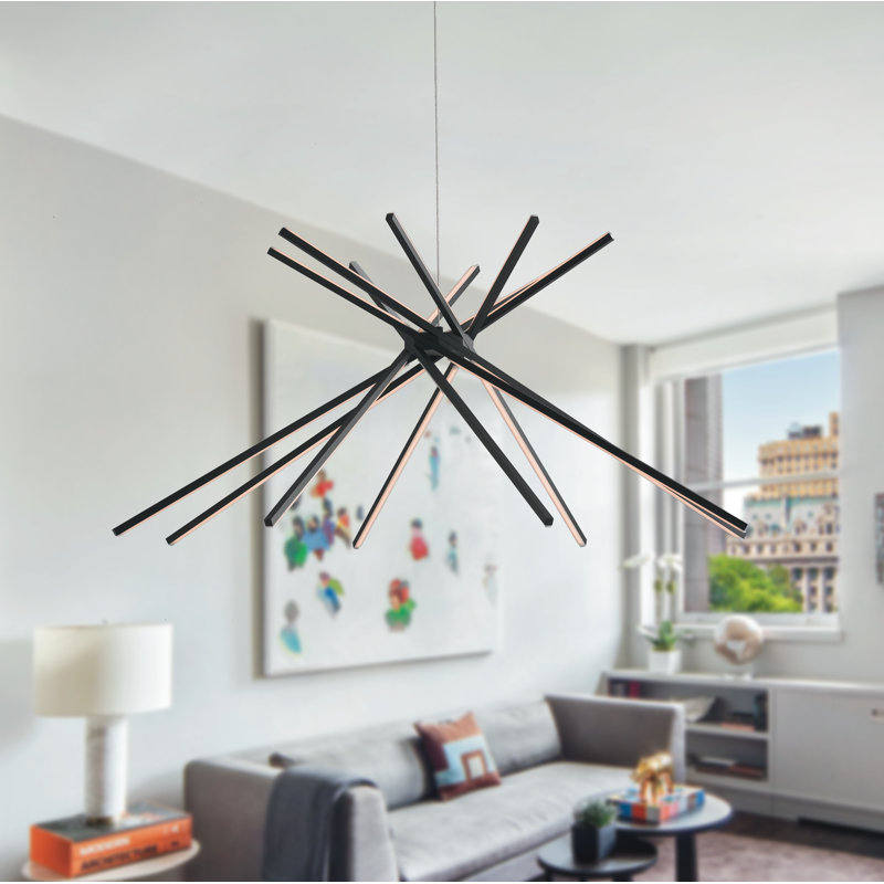Hauer 8 - Light LED Unique/Statement Pendant, Black