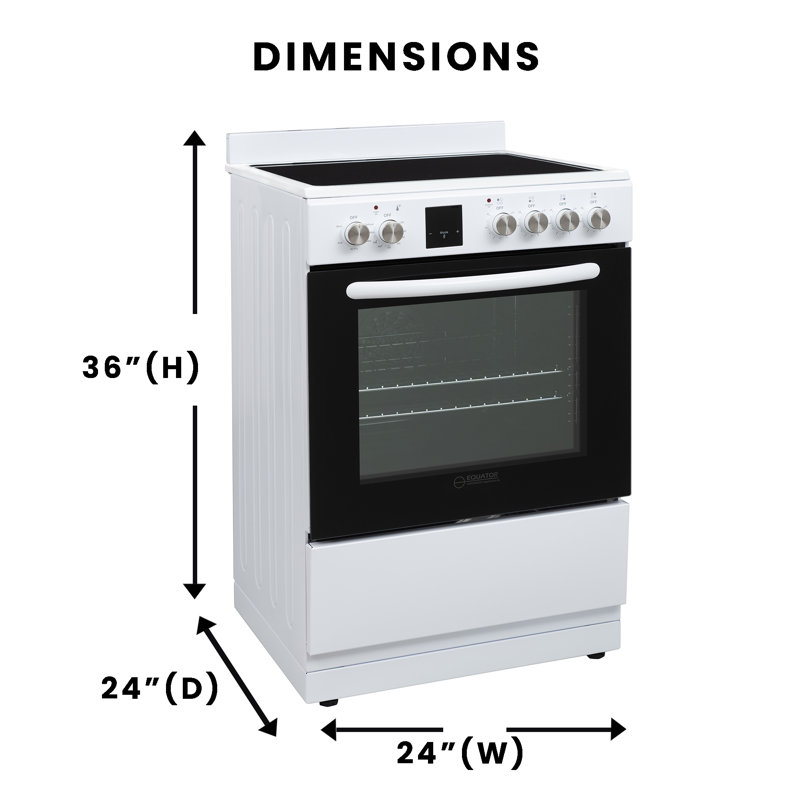 Equator Advanced Appliances Standalone 24" 2.4 Cubic Feet Ceramic burner Electric Free Standing Convection Range, White
