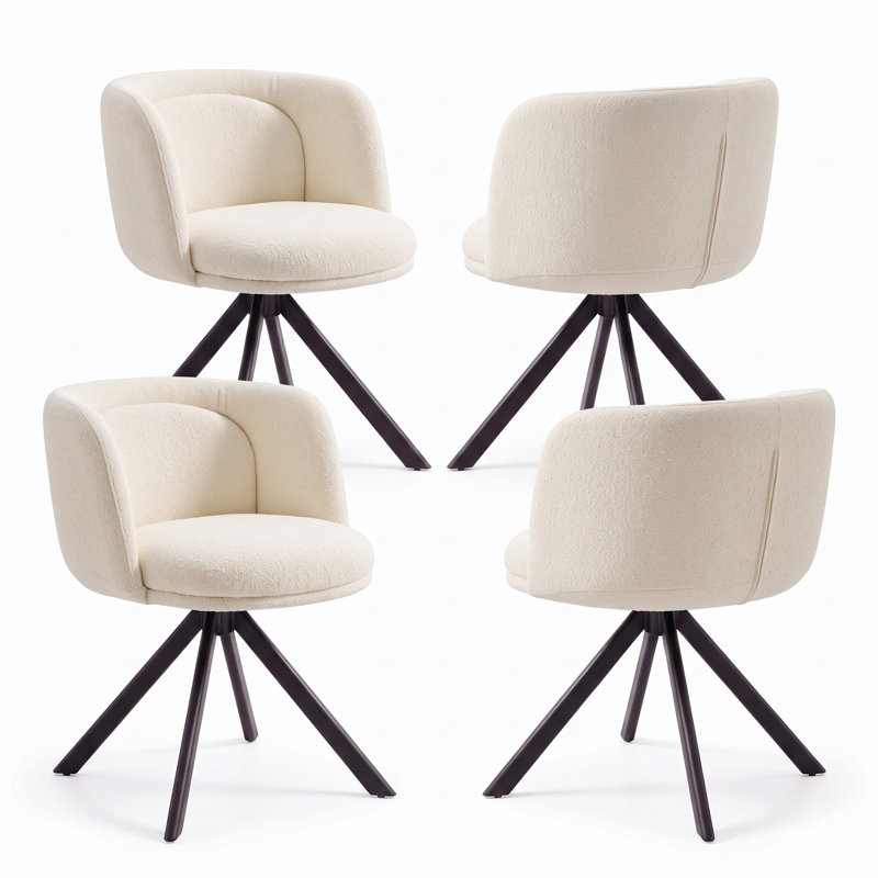 48cm H Upholstered Side Chair, White, 4