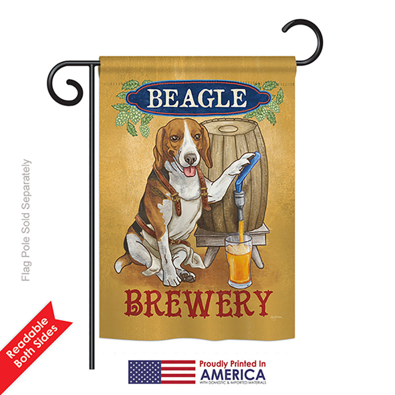 Beagle brasserie nature quotidienne animaux à 2 côtés polyester 18,5 x 13 po drapeau de jardin