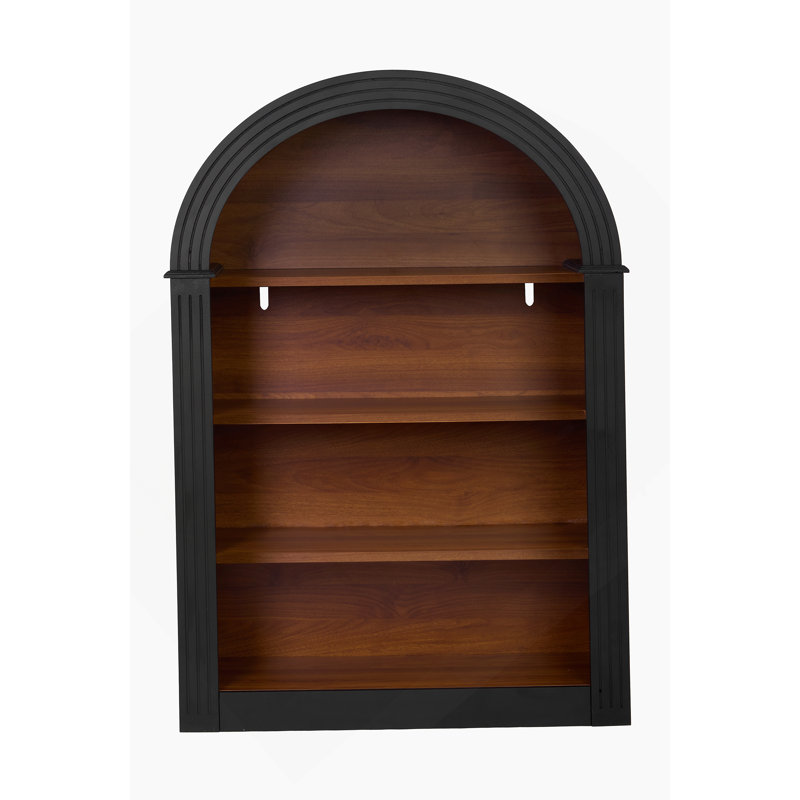 Bibliothèque, bibliothèque haute à 4 tablettes, bibliothèque arquée à plancher en bois de 45,66 po, grand rangement pour bibliothèque, chambre à coucher et salon (noir)