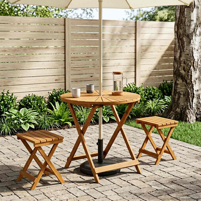 Folding Outdoor Bistro Table, 75cm H x 70cm W x 70cm D