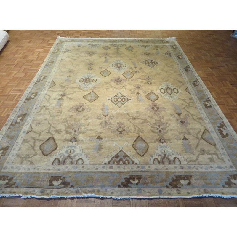Tapis beige en laine noué à la main Josephson, Rectangle 12 pi x 18 pi