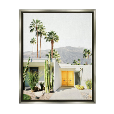 Palm Springs House Photography Gray Framed Floater Canvas Wall Art by Sisi and Seb
