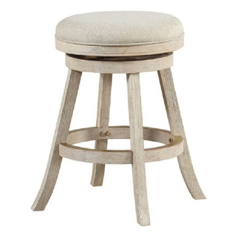 Tabouret de bar pivotant sans dossier en bois ivoire brossé