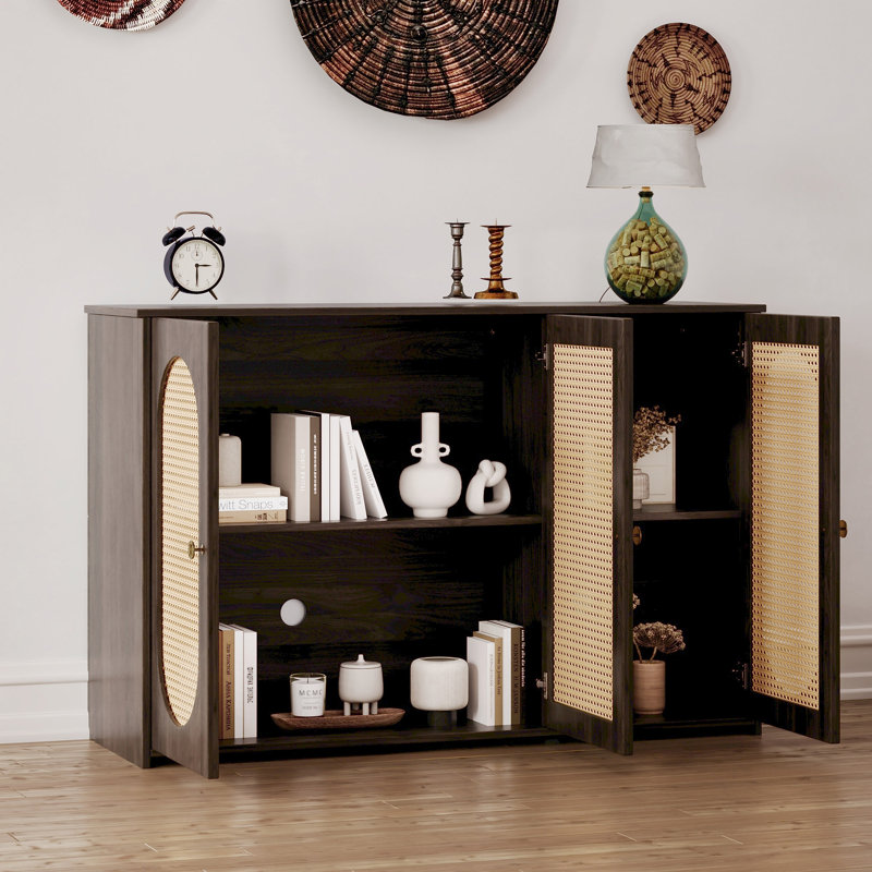 Buffet rétro à 3 portes avec grand espace de rangement, Brun