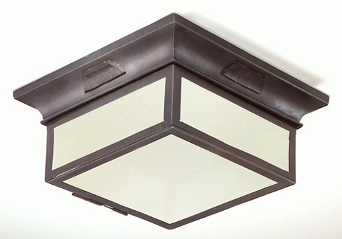 Old Bronze Glass Flush Mount Ceiling Light