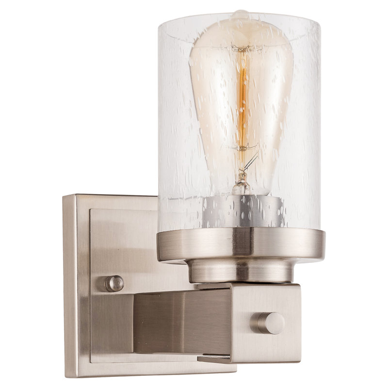 Vintage 1 Light Wall Lights,  Farmhouse Porch Wall Lamp, Indoor Wall Sconces with Glass Shade, Nickel