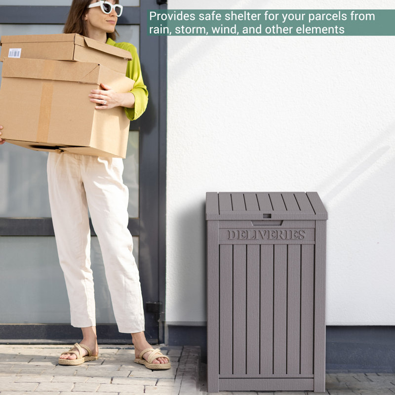 Taupe Lockable Resin Wicker 48 Gallon Deck Box