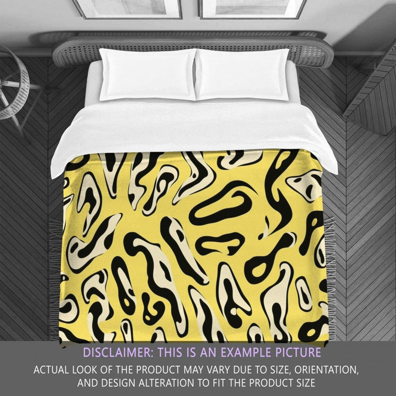 Funky Bedding, Twin Extra Long Comforter, Black/Yellow Abstract