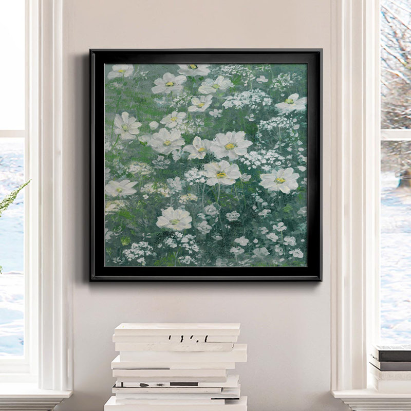 Springtime Garden - Peinture sur toile encadrée, H 26,5 po x l 26,5 po x P 1,5 po, Cadre noir