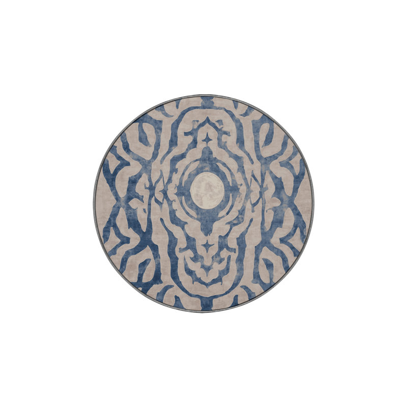 Machine Washable Gray Area Rug, Round 8'