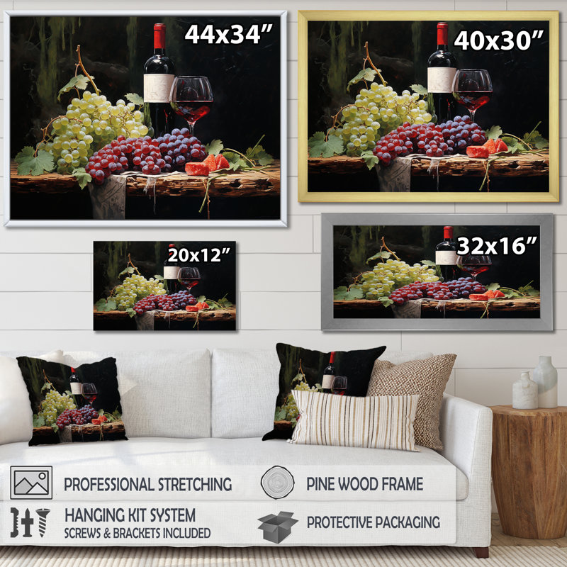 " Cabernets Calm II ", 30" H x 40" W x 1.5" D, Black Single Picture Framed
